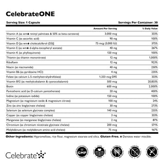 CelebrateONE Once Daily Bariatric Multivitamin without Iron, Capsules