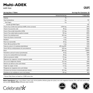 60mg ile Multi-ADEK Vitamin Demir, Çiğnenebilir, Grape