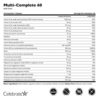 Multi-Complete 60 Multivitamine bariatrique avec Fer, Capsules