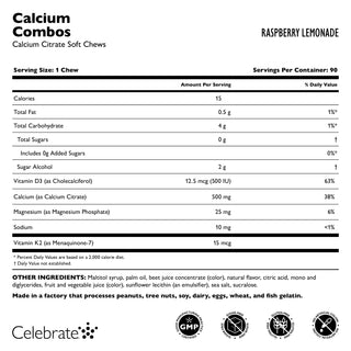 Calcium Combinaisons de citrate Pâte à mâcher 