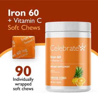 Iron 60 mg + Vitamin C, Soft Chews, Twisted Citrus